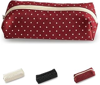 2026 NEW Polka Dot Pencil Case,Y2K Aesthetic Pen Organizer Bag (Burgundy)