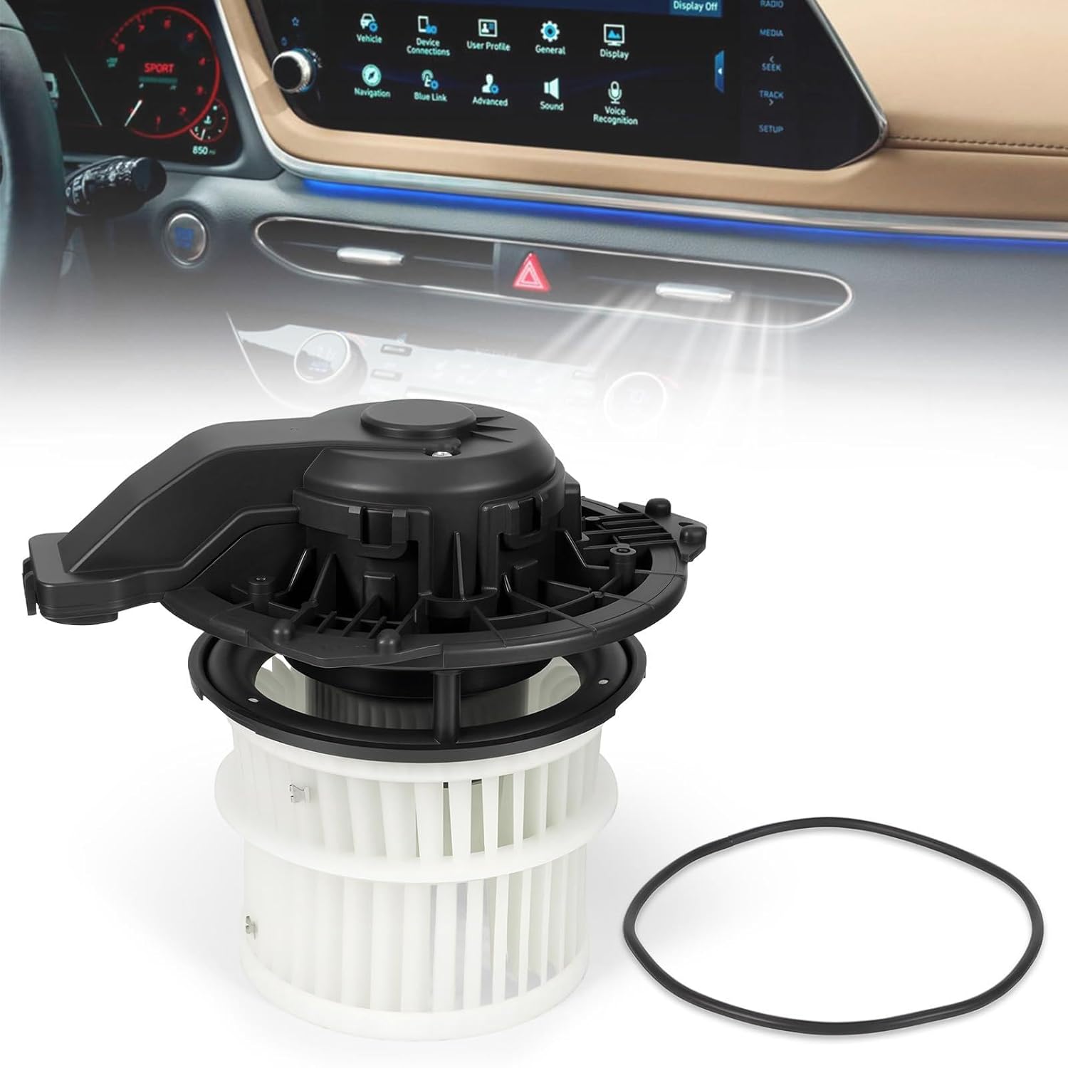 HVAC Heater Blower Motor with Fan Cage, Fit for 2020 2021 2022 2023 Hyundai Sonata 1.6L 2.5L - Replace 97113L0000, PM4828 with Blower Wheel