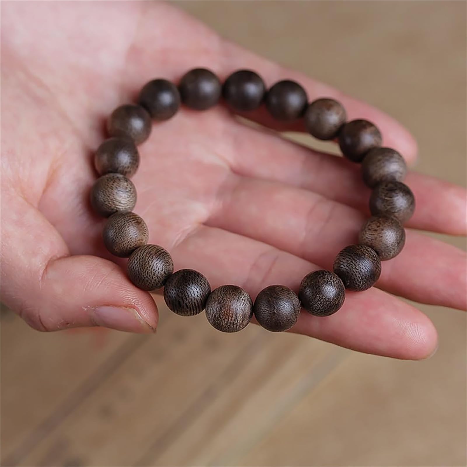 Pulsera unisex de 8 mm, 108 cuentas de madera de agar natural, para meditación y oración, cuentas de rosario budista hechas a mano para hombres y mujeres