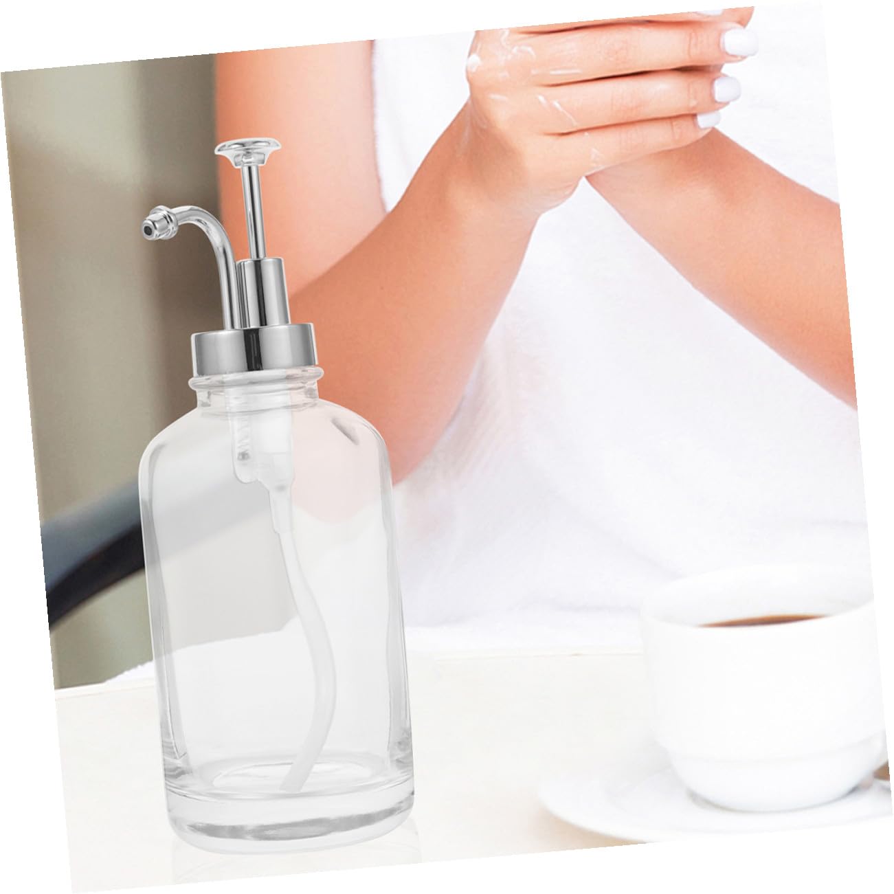 Distributeur de Sirop en Verre 500ml Lot de 2 Bouteilles Pompe Inox et Plastique Pp, Design Unique et Élégant Cuisine Pratique et Anti-gaspillage