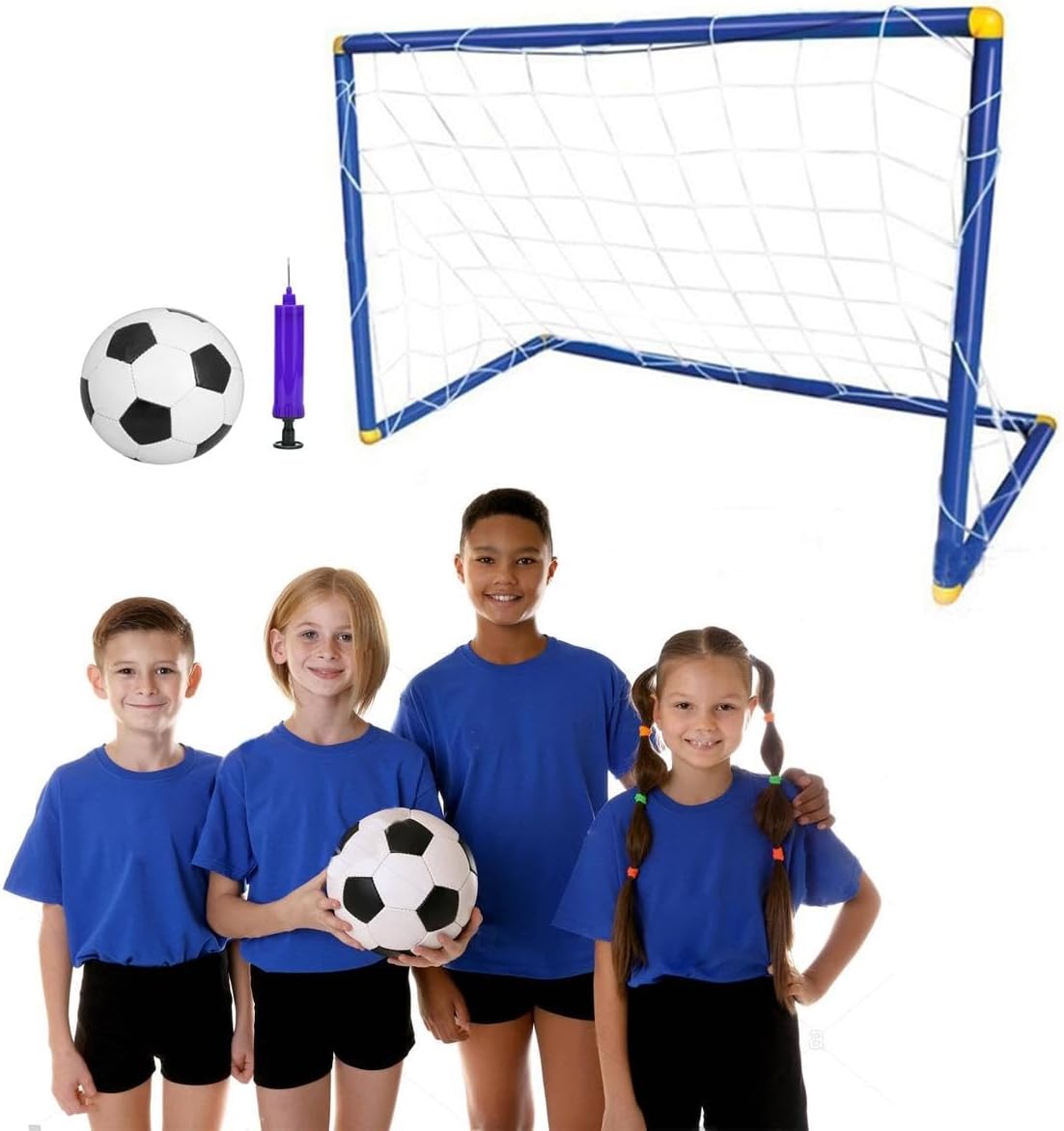 Outdoor Football Set Premium Size L Goal & Ball Pump Durable & Portable Soccer Equipment Summer Backyard/Park/Beach Sports & Fitness Play Set Football Training Gift