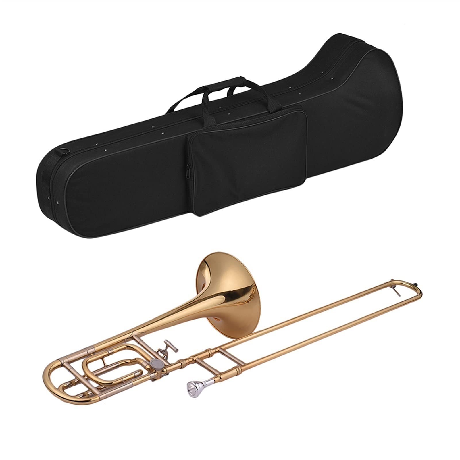 Intermediate Bb Flat Tenor Slide Trombone with F Kit Including Mouthpiece Carry Case Gloves Cleaning Cloth Trumpet Set - Image 2