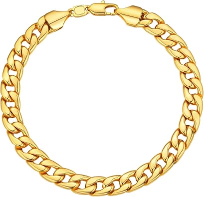 U7 Link Chain Bracelet for Men Stainless Steel, Cuban Link/Figaro Chain/Rope Chain/Heart Bracelets, 3mm/5mm/7mm/9mmm/12mm Width, Chain Wrist Bracelet for Men Women, 8"/8.3" Length