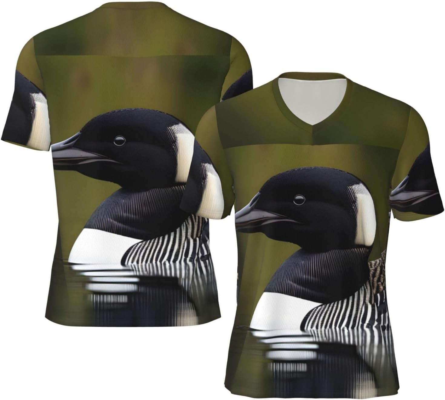 Loon Nature Bird Rugby Football Jersey for Men, Comfortable V-Neck Loose Fit Top for Team Sports Athletics