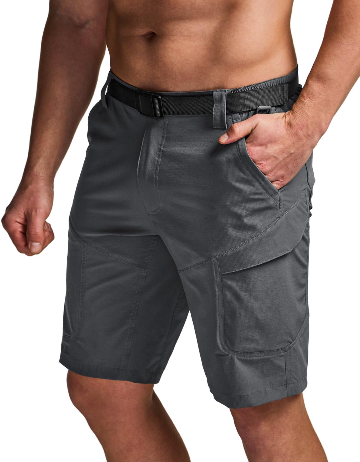 CQR Men's Quick Dry Stretch Hiking Cargo Shorts, Lightweight Water Resistant Tactical Casual, Golf & Outdoor with Pockets