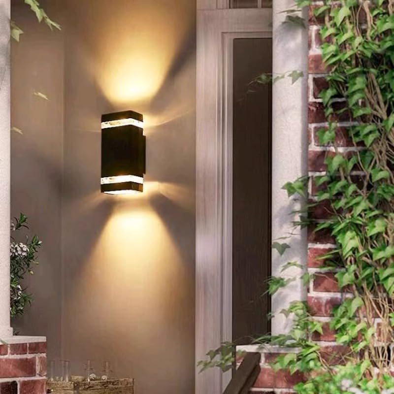 APPLIQUE DA PARETE IMPERMEABILE LED RETTANGOLARE NERO STILE MODERNO DA 16W POSSIBILITA' DI INSTALLAZIONE PER INTERNI ED ESTERNI LUCE FREDDA (6000K) [Classe di risparmio energetico A