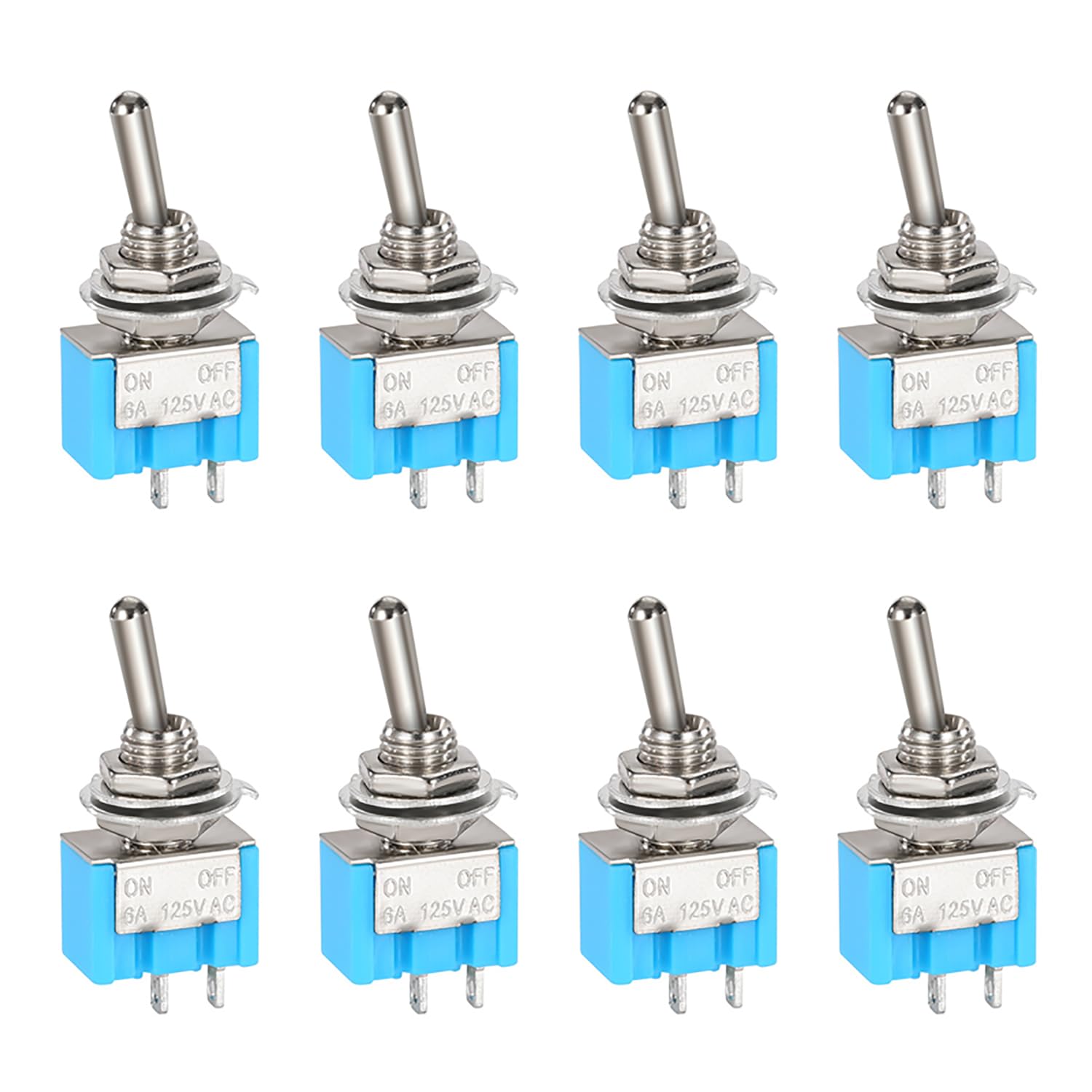IZyufan 8 Pieces Lever Switch SPST 12V-24V-48V-110V/10A, 220V-230V/6A, ON/OFF 2 Positions 2 Pin, Rocker Toggle Switch for Auto Vehicle Boat