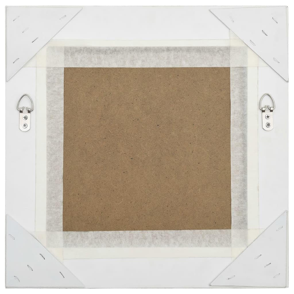 Lustro ścienne w stylu barokowym, białe, z drewnianą ramą, 40 x 40 cm, kwadratowe, lustro dekoracyjne do salonu, sypialni, łazienki, korytarza, garderoby z haczykami do montażu na ścianie