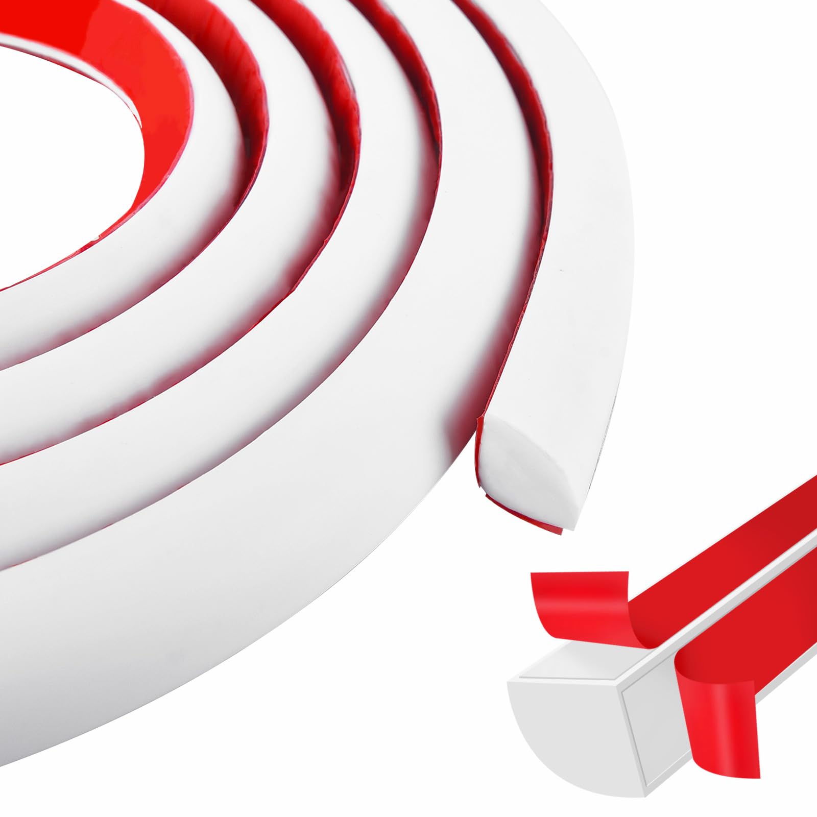 Quadrant Trim, Flexible Laminate Beading Self Adhesive PVC Wall Corner Edging Strip, Peel and Stick Caulk Seal Strip Edge Trim for Worktop Ceiling Floor (2 Meters, 0.5 * 0.5in)