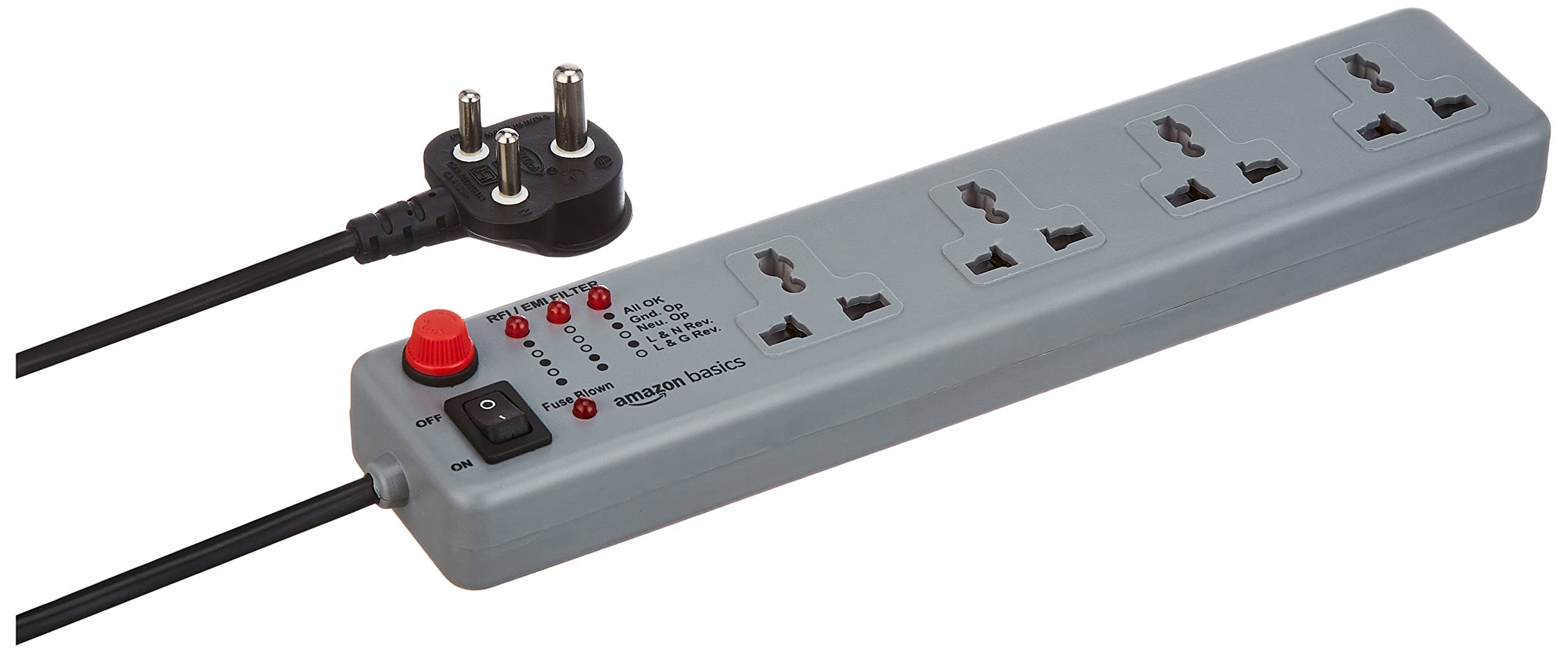amazon basics AmazonBasics Extension Board with 4 Sockets, 6A, 1.5m ISI Certified Cable, Individual Switch, 240 Volt, Grey (B09CH7H6FG) Amazon Price History, Amazon Price Tracker