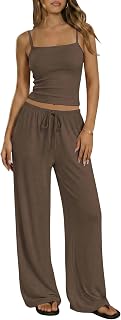 GFU Women's Pajama Sets 2 Piece Matching Lounge Set Camisole Top Comfy Wide Leg Pants Spring Summer Travel Outfits
