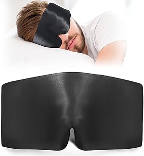 BeeVines Silk Sleep Mask for Side Sleeper, 22 Momme Mulberry Silk Eye Mask, 100% Pure Silk Eye Covers with Adjustable Ban...