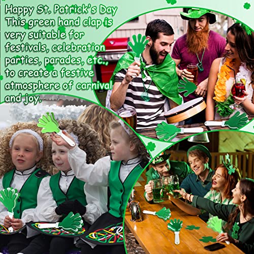 24 Pcs 7.5 Inch Green/White Hand Clapper Noise Makers St Patricks Day Party Favors Plastic Hand Clappers Sporting Events Noisemaker Toys Party Favors Party Accessories #TOP6