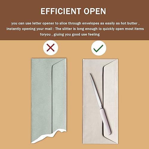 Miniatura 6 de 4 cuchillos para abrecartas de acero inoxidable, abridores de sobres ligeros, cortadores de correo para suministros de oficina y hogar (blanco)