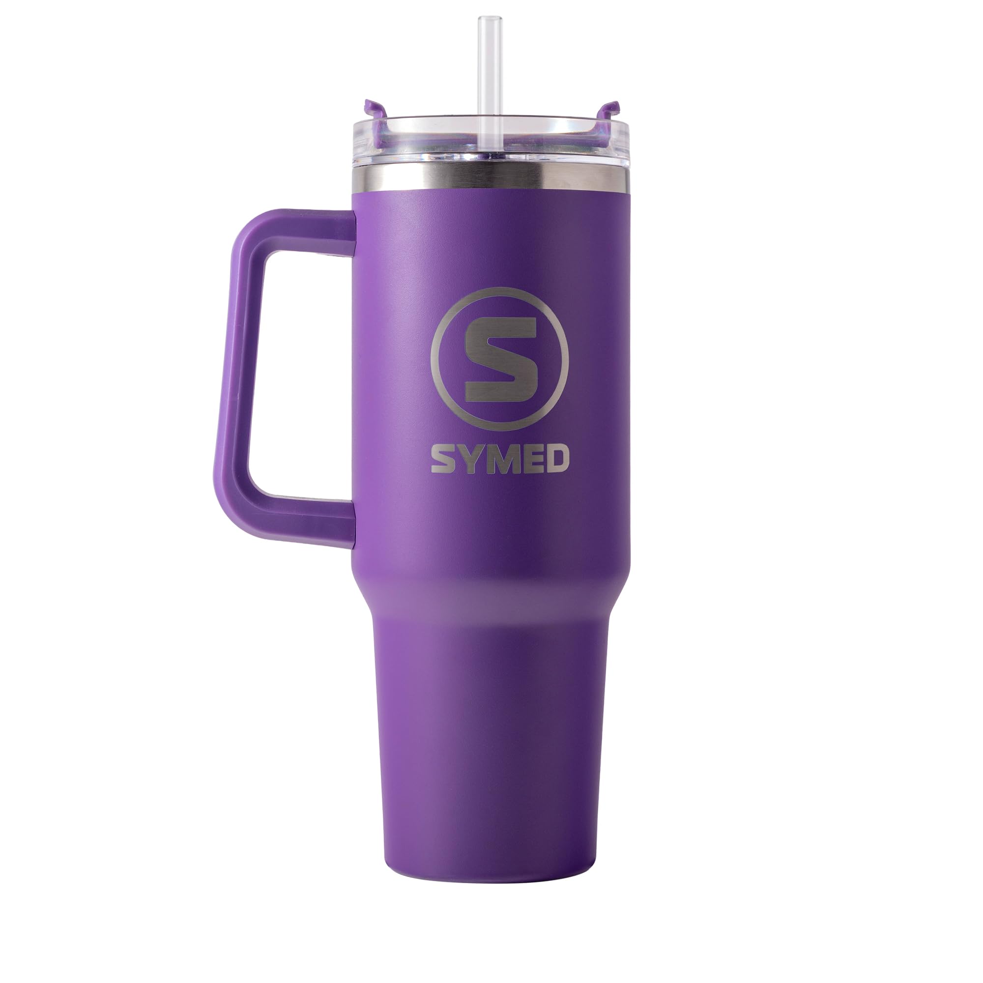 SYMED 40oz (1.18L) Insulated Tumbler with Handle & Straw – Stainless Steel Travel Cup, Leak-Resistant Lid, Dishwasher-Safe (Lavender)
