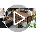 Image of ABOUT SPACE Computer Table with 3 Tier Bottom Storage & Keyboard Tray - Modern Tabletop Office Desk for PC Laptop, Study, Writing, Gaming Open Bookshelf with Storage [L100 x B45 x H75 cm]White - Matte