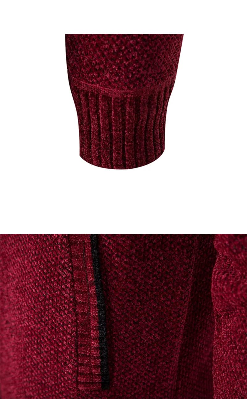 Dninmim Cárdigan de otoño e invierno suéter de cuello alto para hombre Abrigo de chenilla