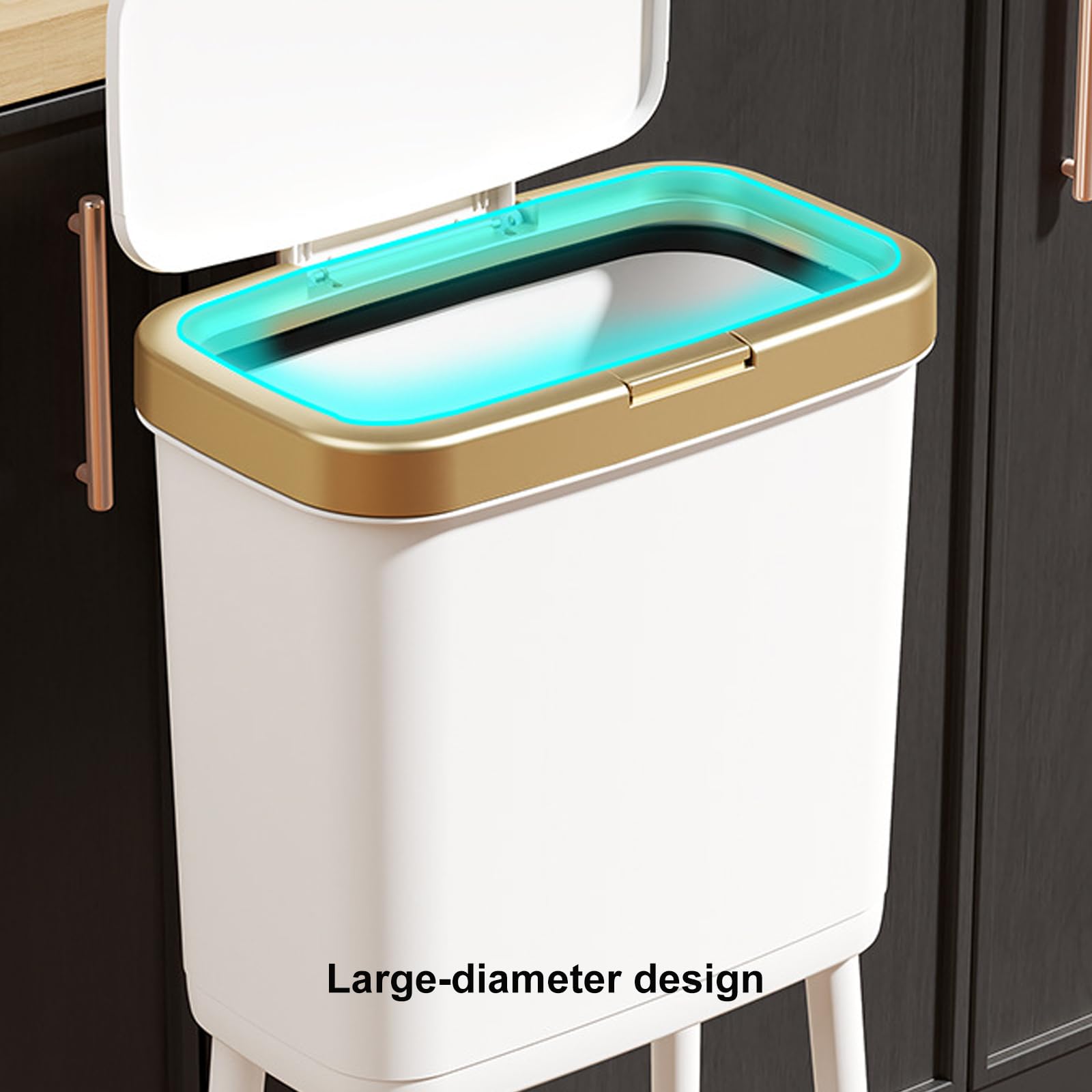 Cubo de basura de alta calidad para interiores con diseño de ruedas, capacidad de 15 L, ideal para uso doméstico, pequeño cubo de basura con ruedas