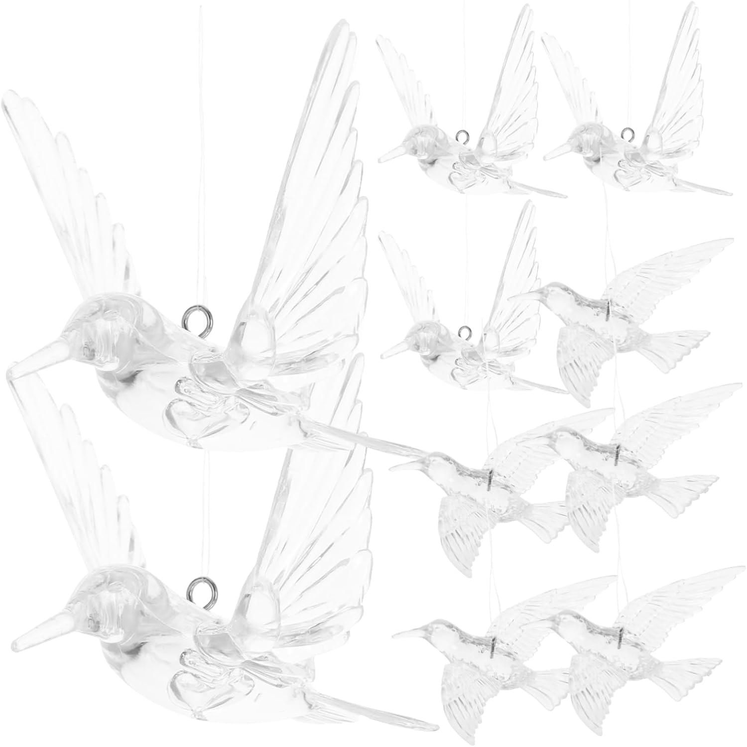 BESTYASH 10Pcs Clear Hummingbird Ornaments Iridescent
