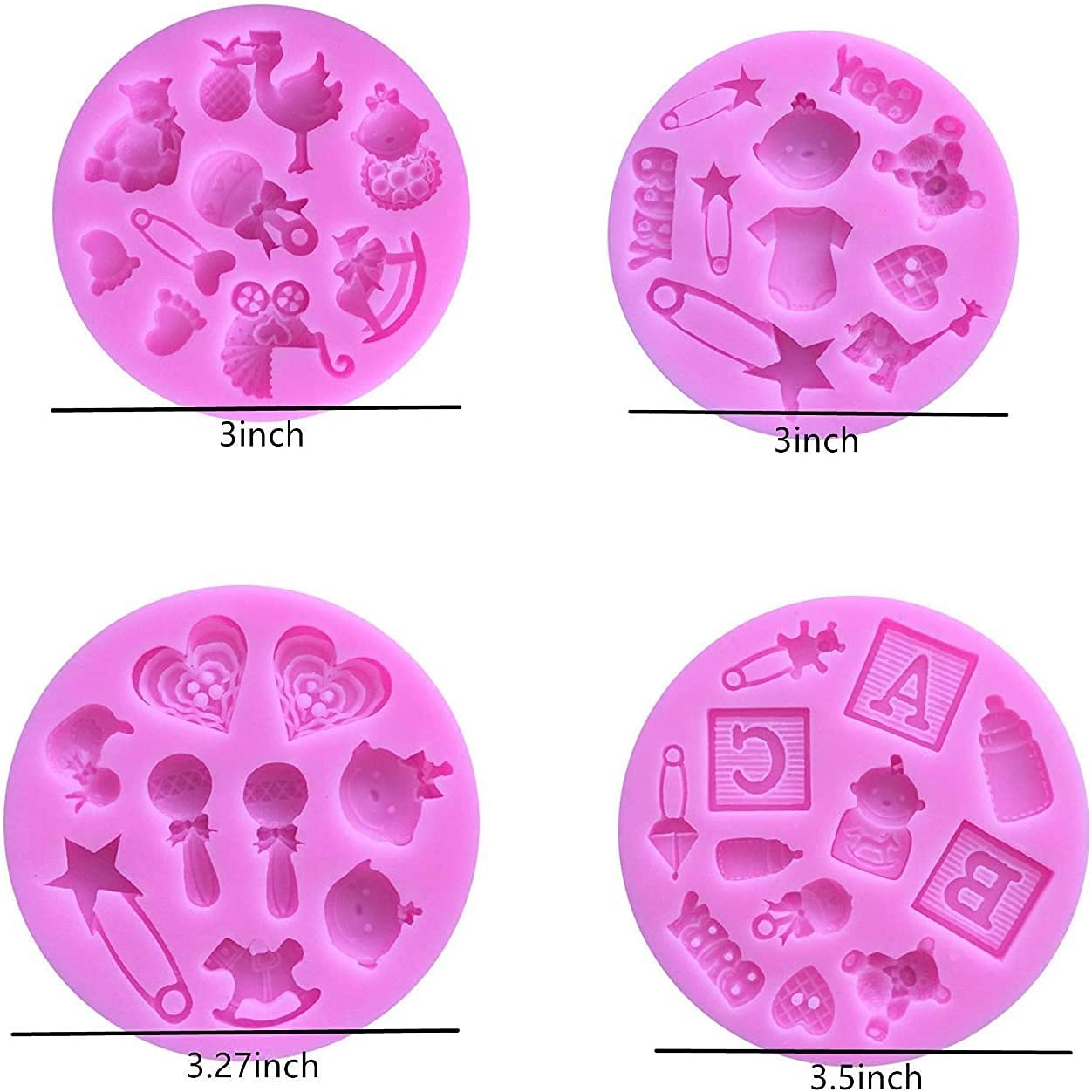 Molde De Silicona Para Baby Shower - 35 Formas De Pies De Bebé, Cochecito Y Osito