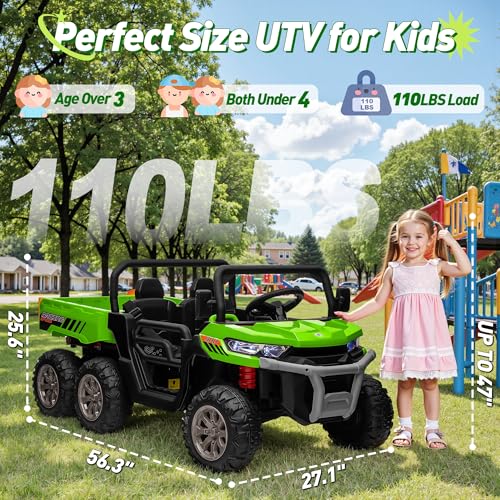 Image of 24V Ride on Dump Truck, XL 2 Seater Ride on Cars with Remote Control, 4x200W Powerful Motors, 6-Wheel Suspensions, Electric Dump Bed, Shovel, Kids UTV for Boy Girl