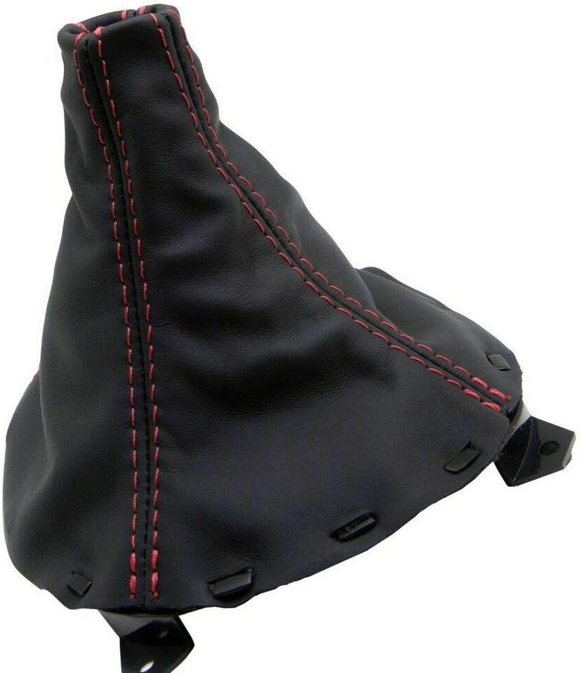 Manual Shift Boot Synthetic Leather Black, Red Stitch Compatible with Mazda RX7 RX-7 93-02