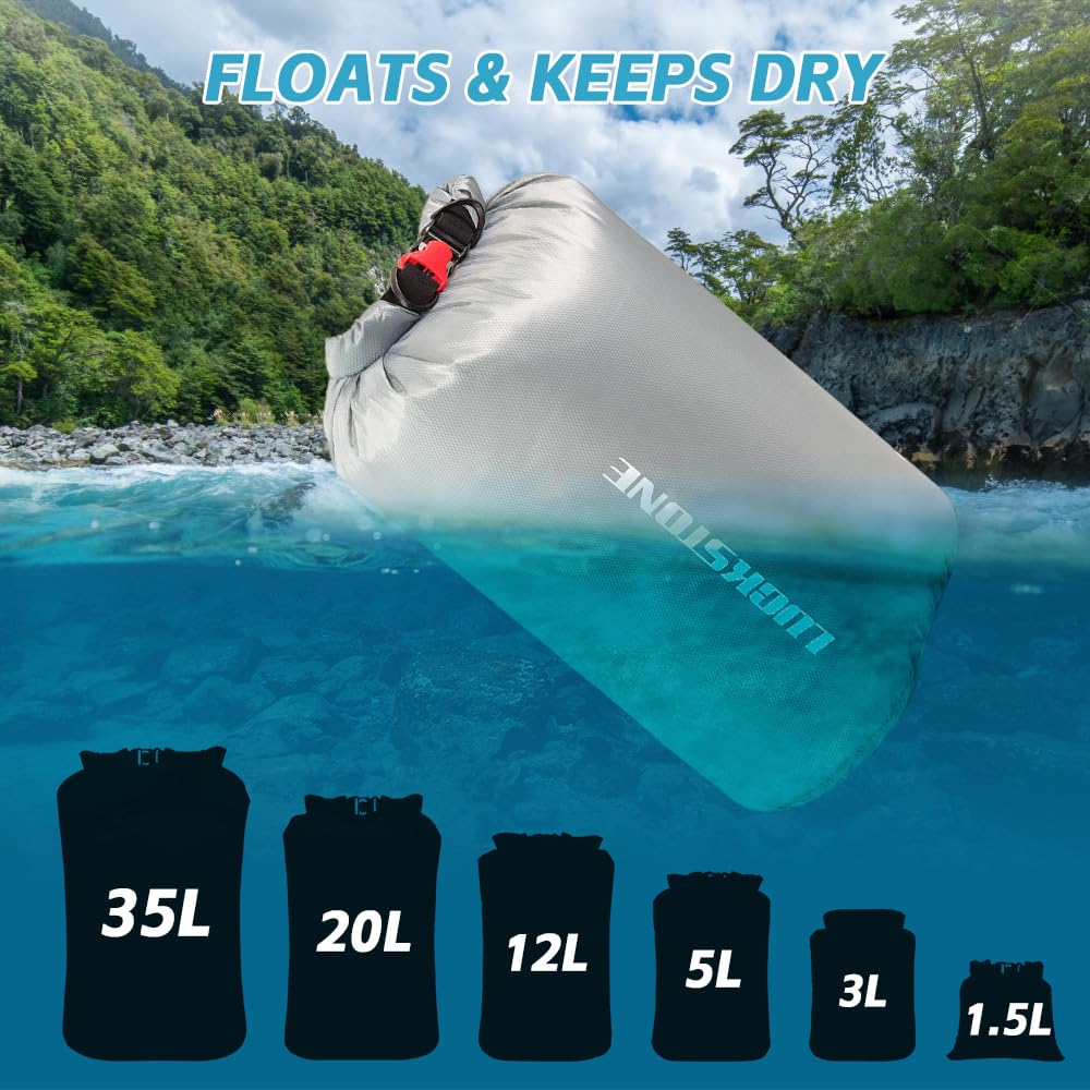 6-teiliges wasserdichtes Dry Bag-Set, reißfeste Outdoor-Taschen aus 70D-Polyester, halten die Ausrüstung trocken, ideal für Outdoor-Camping, Rucksackreisen, Kajakfahren,