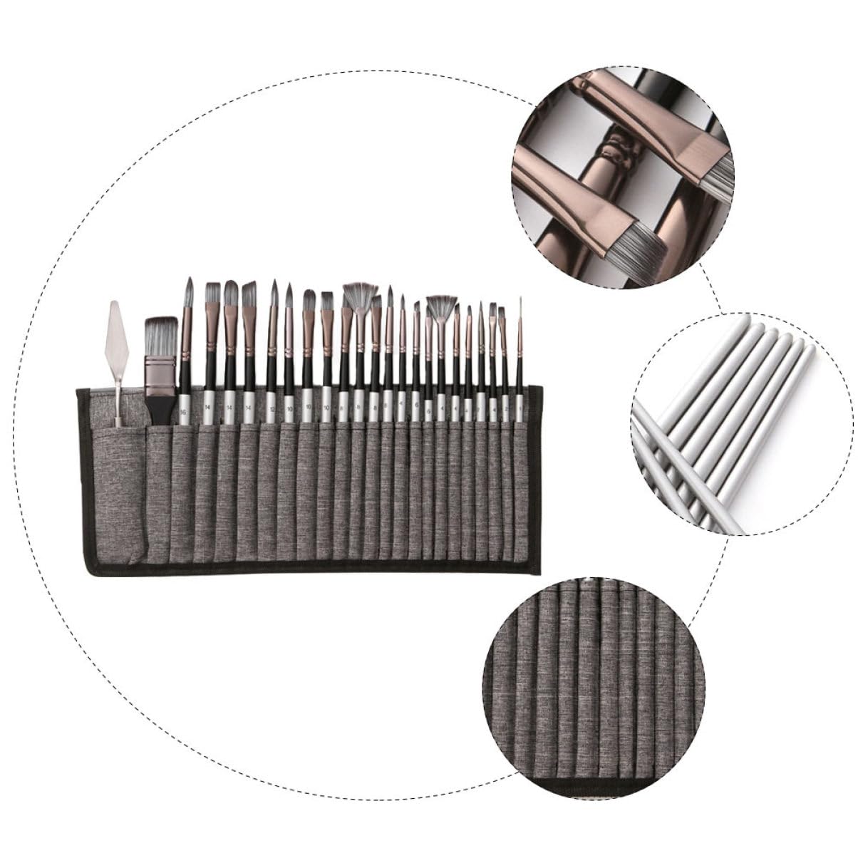 Set de 24 Pinceles de Nailon para Dibujo de Estudiante