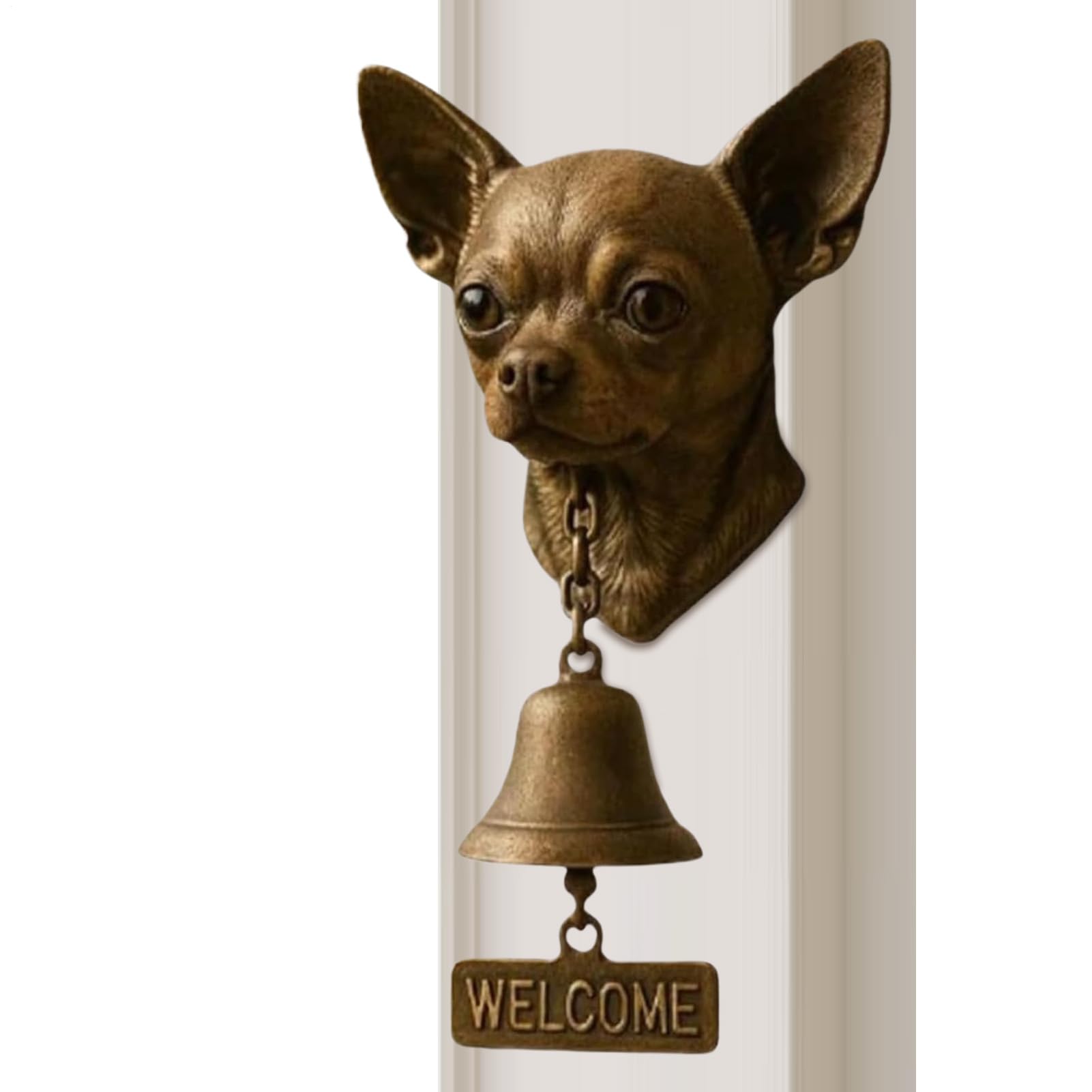 Woalopted Doorbells for Welcoming Dogs, Rustic, Wall Mounted Vintage Door Bell with Animal Motif, Wall Decoration with Dog Head Bell, for Garden, Yard, Home and Safety Room