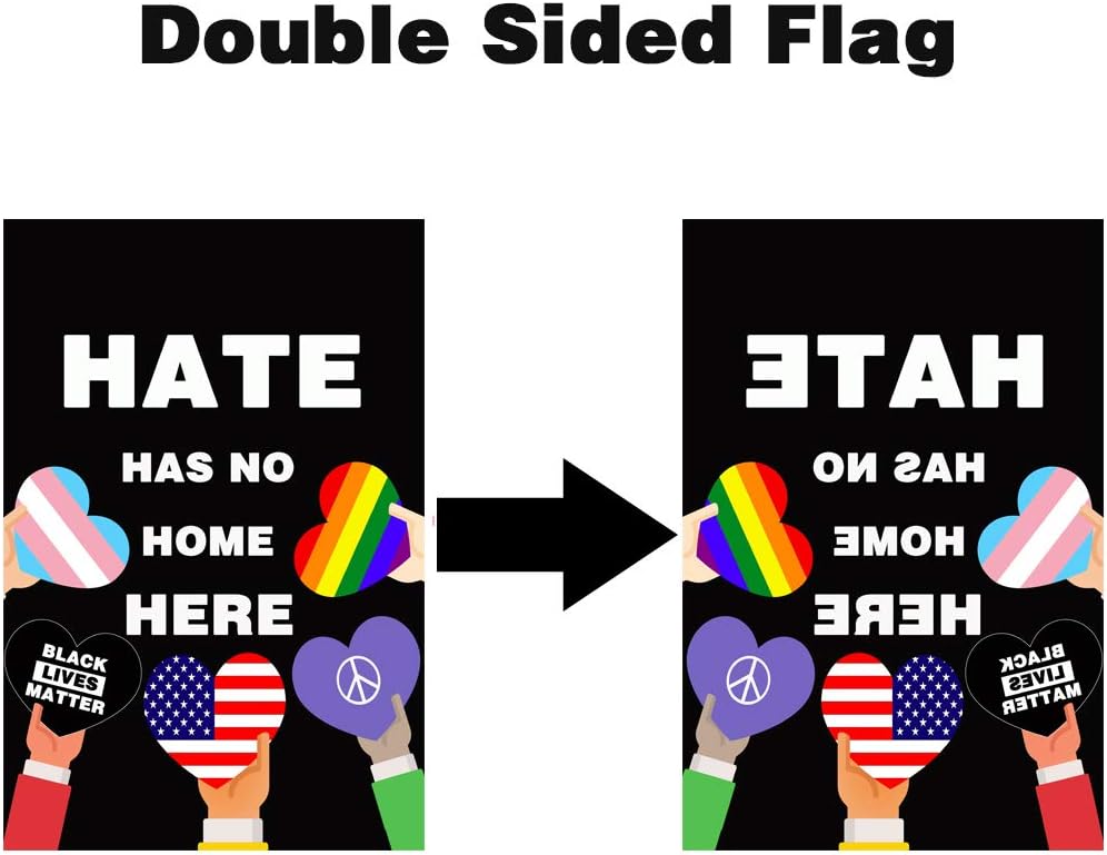 Uddiee Hate Has No Home Here Garden Flag Decorative Hate Has No Place Here Garden Flag Double-Sided for Outdoor Yard Decoration(12" x 18")