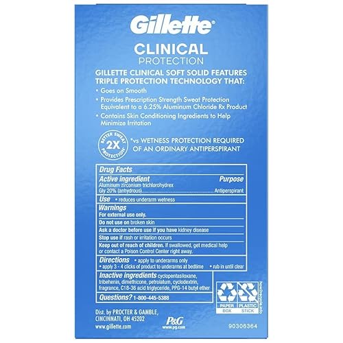 Gillette Clinical Strength Clear Gel Men's Antiperspirant And Deodorant, Arctic Ice Soft Solid, 1 Clinical Brand For Men, 1.7 Oz #TOP2