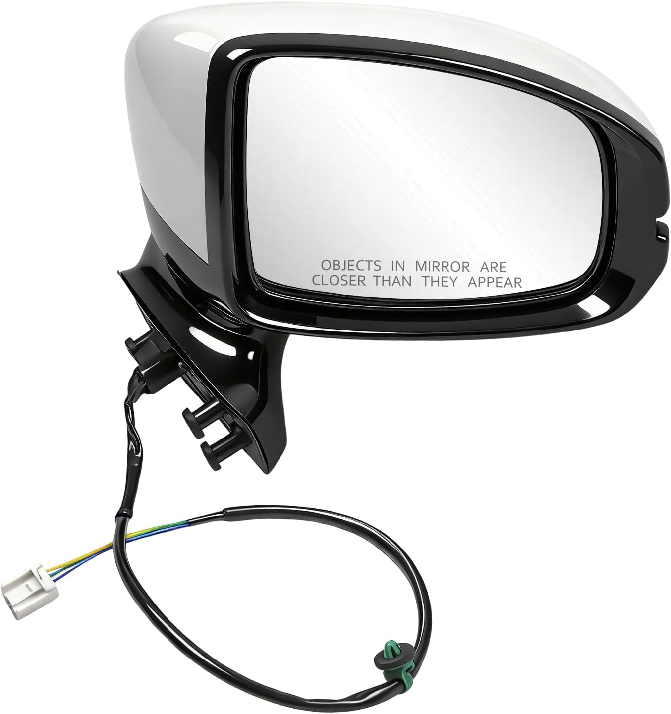 Right Passenger Side Mirror Compatible with Honda Fit 2015-2020 | Non-Heated Power-Adjustable Glass Manual Folding | White Paint-to-Match | OE Direct Replacement for H01321332 (3PINS)