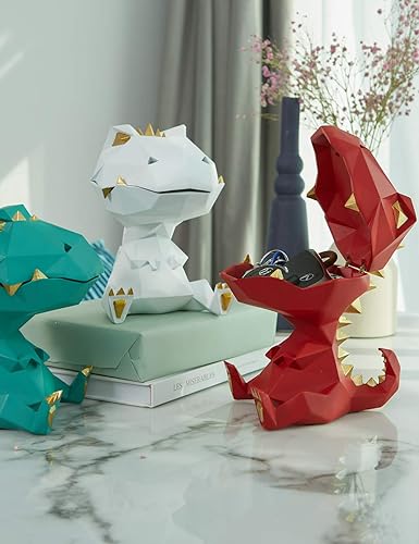 Miniatura 10 de HAUCOZE - Estatua de dinosaurio, recipiente para dulces, cuenco para llaves, escultura de Dino, regalos modernos, decoración del hogar, accesorios