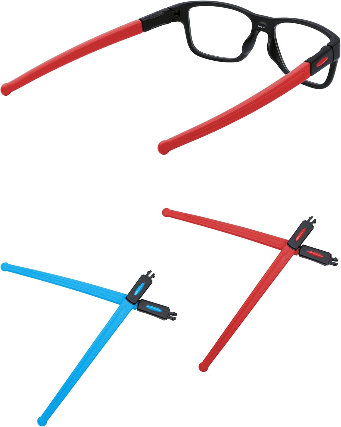 2 Pairs Replacement Temples Arms Legs Compatible with Oakley Marshal MNP OX8091 Glasses - Red&Sky Blue
