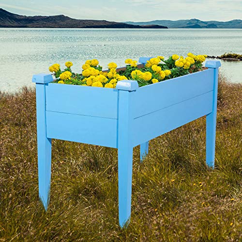 Gadi Wood Raised Garden Bed, 100% Rot-Resistant Elevated Wood Planter Box Kit For Backyard, Patio, Balcony, Natural (H- Amparo Blue) #TOP5