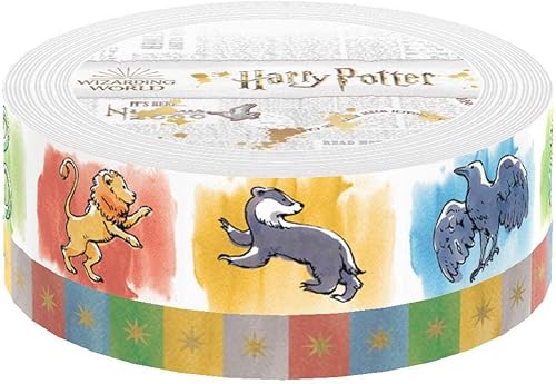 Miniatura 3 de Paper House Productions Harry Potter - Juego de 2 rollos de cinta washi decorativa para álbumes de recortes y manualidades - Casas de acuarela