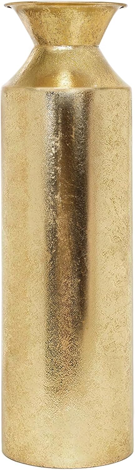 21.65in Gold Metal Tall Floor Vase for Twigs Branches Dried Flowers Large Decorative Flower Bucket Vases for Home Decor Housewarming Gift for Spa Reiki Meditation Settings O5 (21.65" High)