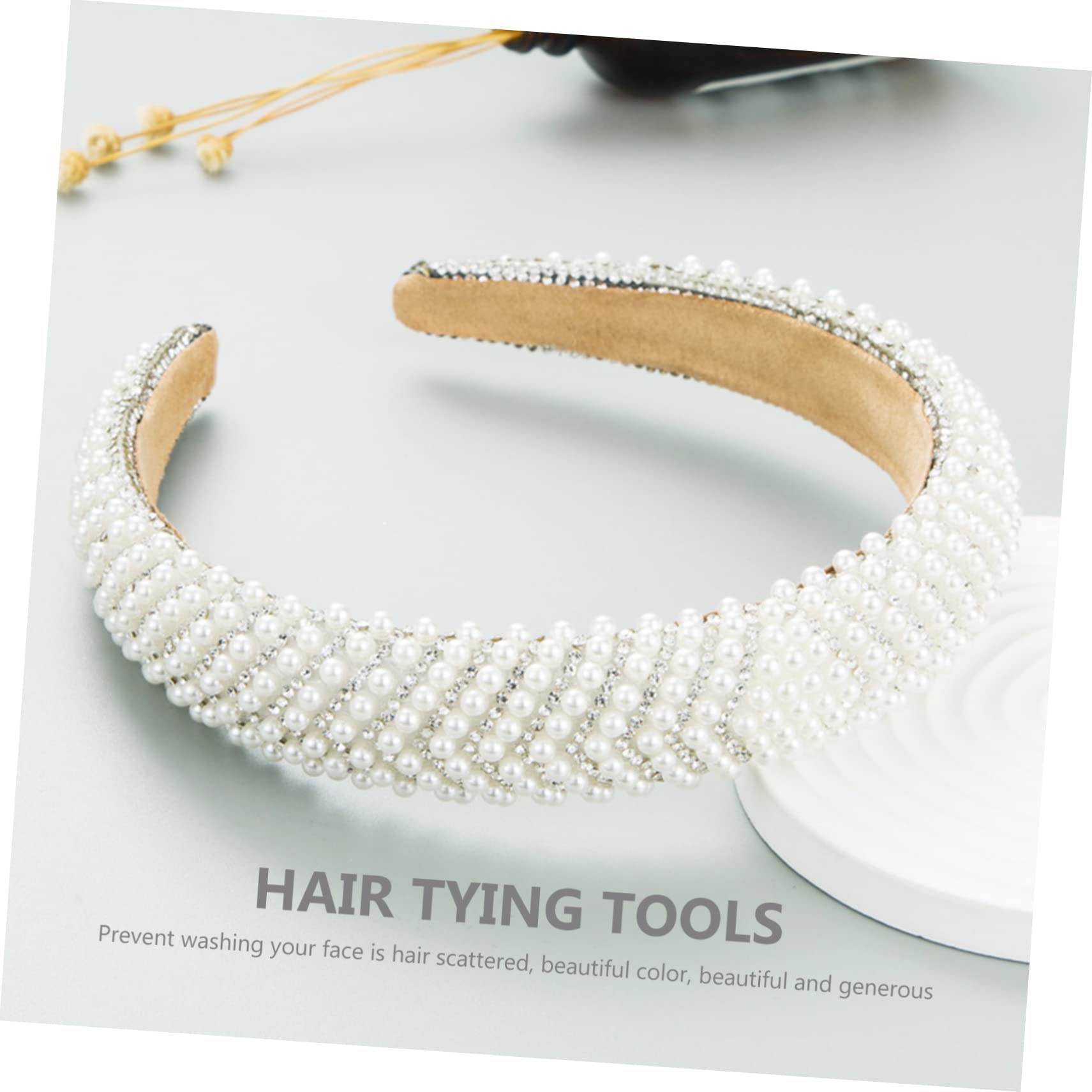 FRCOLOR 4 Stück Stirnband Haarschmuck aus Strass Haarband mit Strassperlen Kristalldekor Haarband für Mädchen haar zubehör haircharm Haarschmuck für Frauen Mode-Haarreifen Stoff Weiß