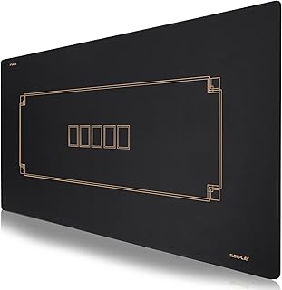 SLOWPLAY Godel Texas Hold’em Pokermatte 120x70 cm | Poker Tischauflage mit gesäumten Rändern, besonders wasserabweisend, geräuschdämmend | Sehr portabel für Spiele überall (Schwarz & Champagner-Gold)