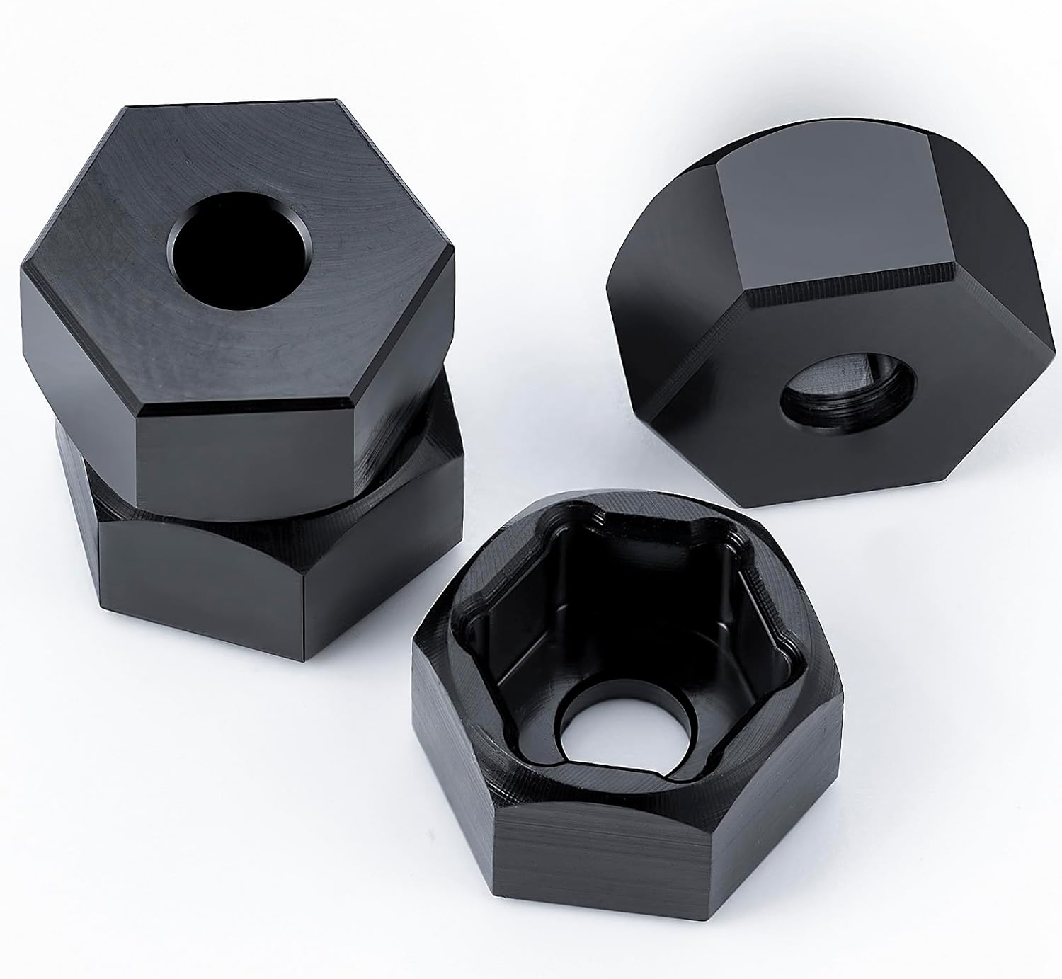 4 PCS 5mm to 7mm Wheel Hex Hub Adapters for 1/10 WPL D12 RC Truck Car 1/24 SCX24 RC Upgrades Accessories Black
