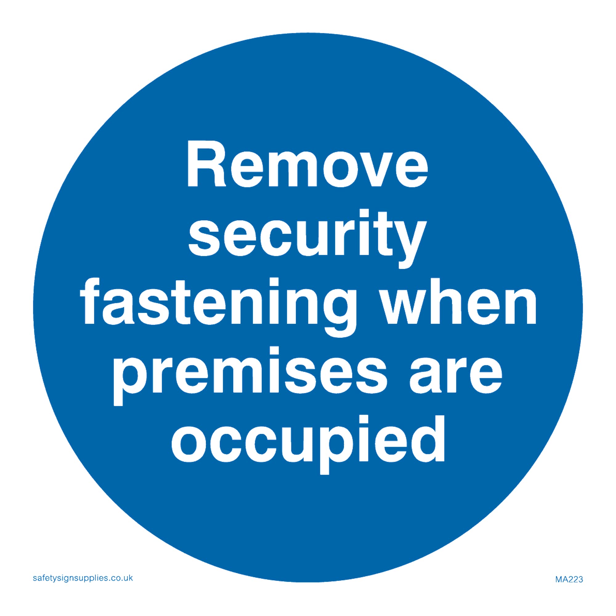 Pack of five - Remove Security When Occupied Sign - 100x100mm - S10