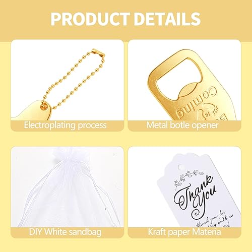 Miniatura 4 de 50 unidades de abrebotellas de bebé, recuerdos de baby shower para invitados, recuerdos de baby shower para invitados, bolsa de organza con