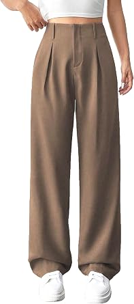Womens High Waisted Wide Leg Pants Pleated Tailored Trousers with Pockets Business Casual Dress Pants