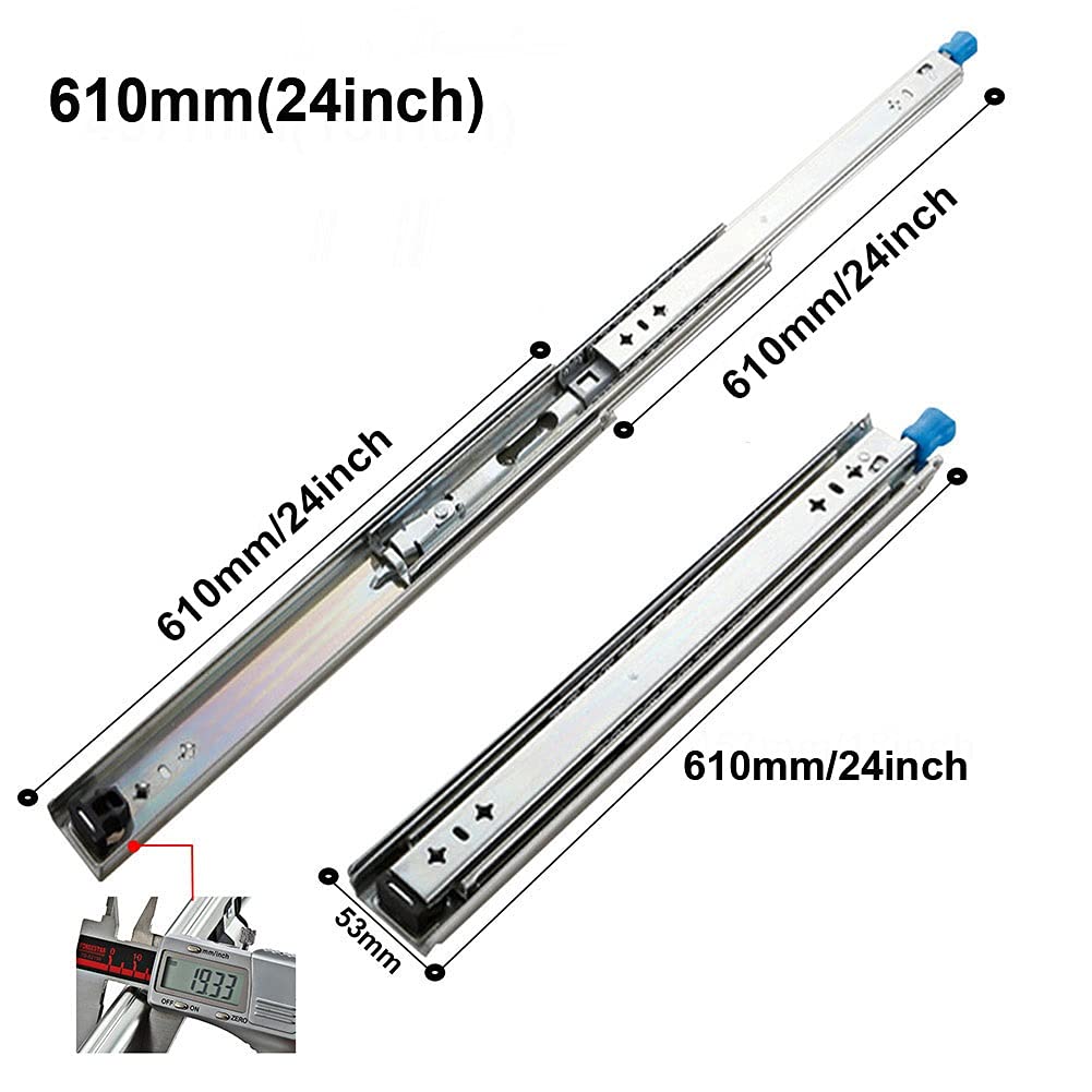 Gyken Diapositivas De Cajones De 14, 18, 22, 26, 32, 36, 40, 48, 56, 58, 60 Pulgadas, Rieles Telescópicos Para Cajones Con Cerradura, Corredores De Cajones De Acero Inoxidable, Rodamientos De Bolas De