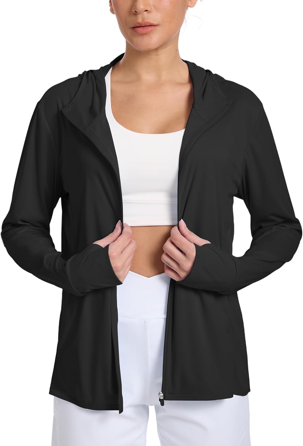 Women's Sun Protection Jacket Zip up Hoodie Lightweight Long Sleeve UV Cover Up Hiking Shirt UPF 50+