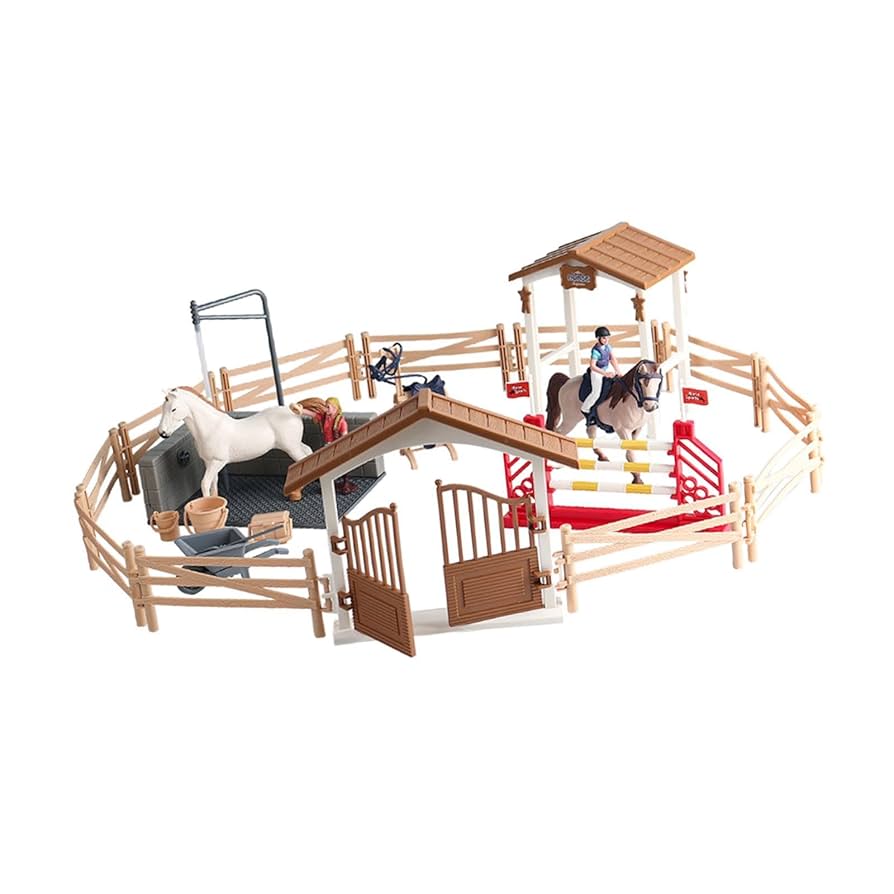 馬と騎手の置物 Amazon | STARTIST 馬小屋の置物プレイセット 納屋のおもちゃ 馬