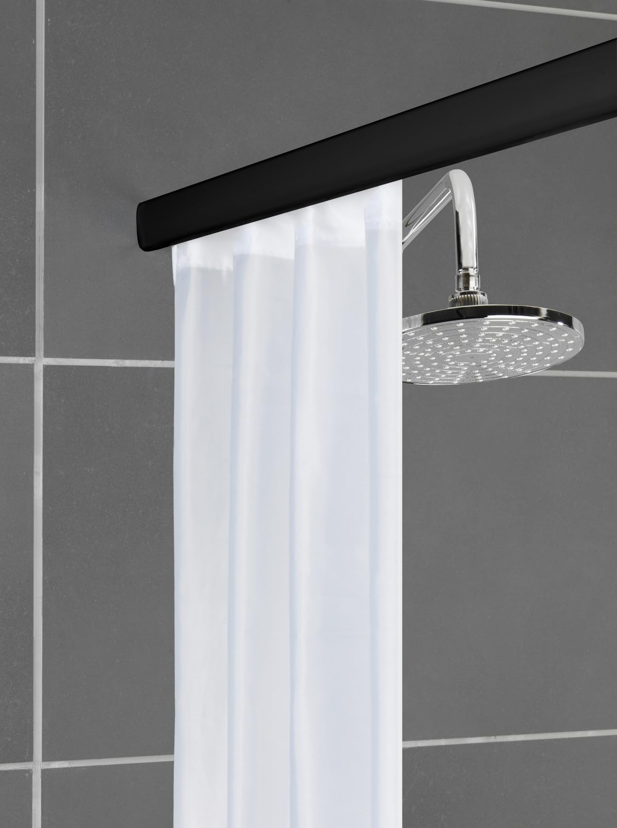 SCHÖNER WOHNEN-Kollektion Duschschiene Mod. JETE teleskopisch ausziehbar 75-125 cm klemmbar für Dusche Aluminium Schwarz mit 12 Gleitern 75-125 x 2 x 3,5 cm