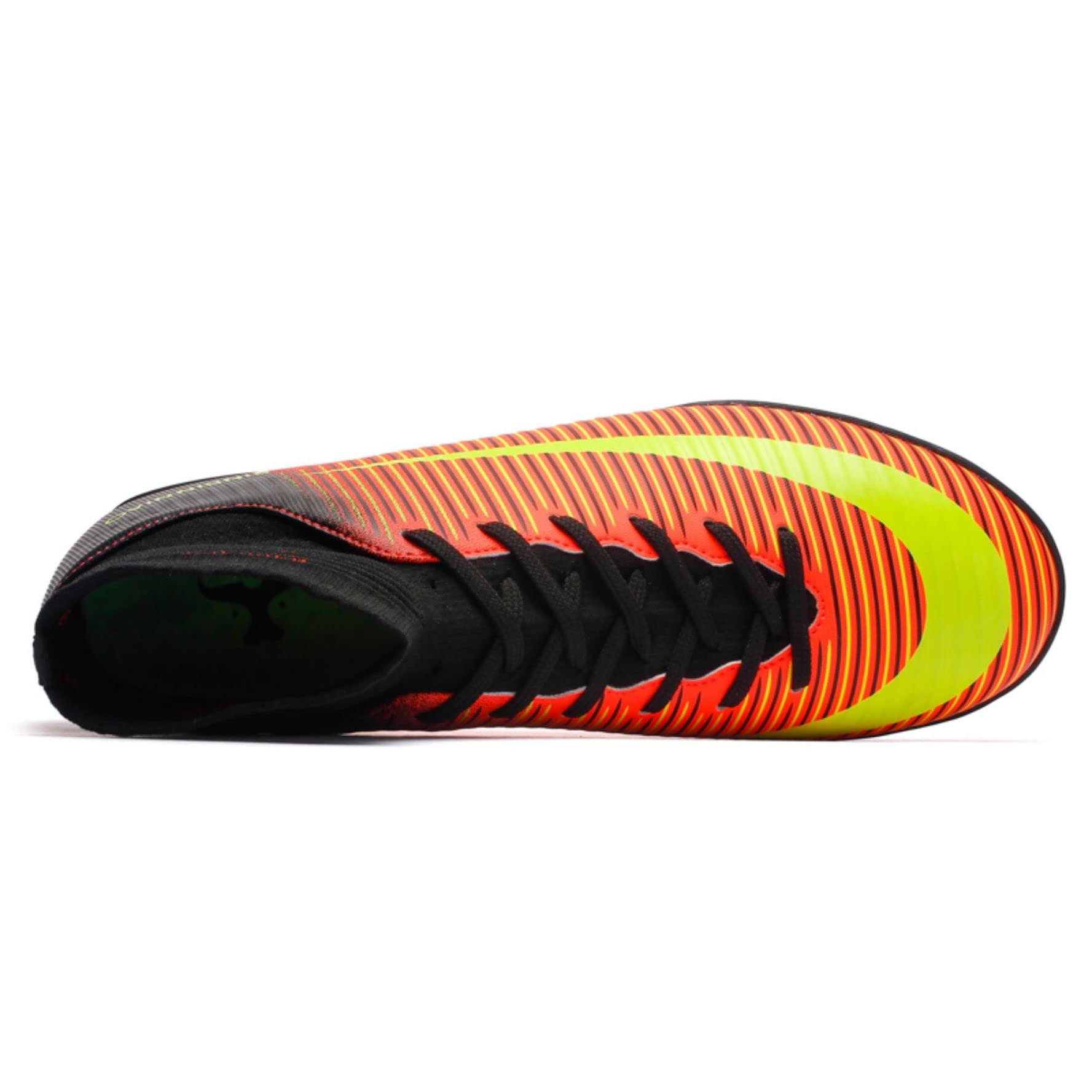 Mens Football Shoes High Top Spikes Turf Trainers (Black Orange, UK 6) - Image 2