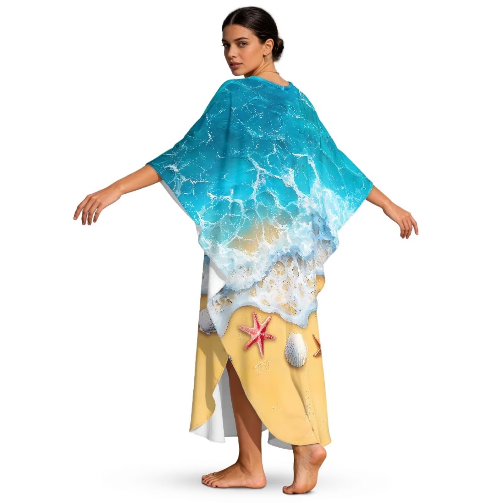 Poceacles Abito caftano taglie forti per donna abito casual estivo 2026 maxi abito hawaiano copricostume da bagno copricostume da bagno