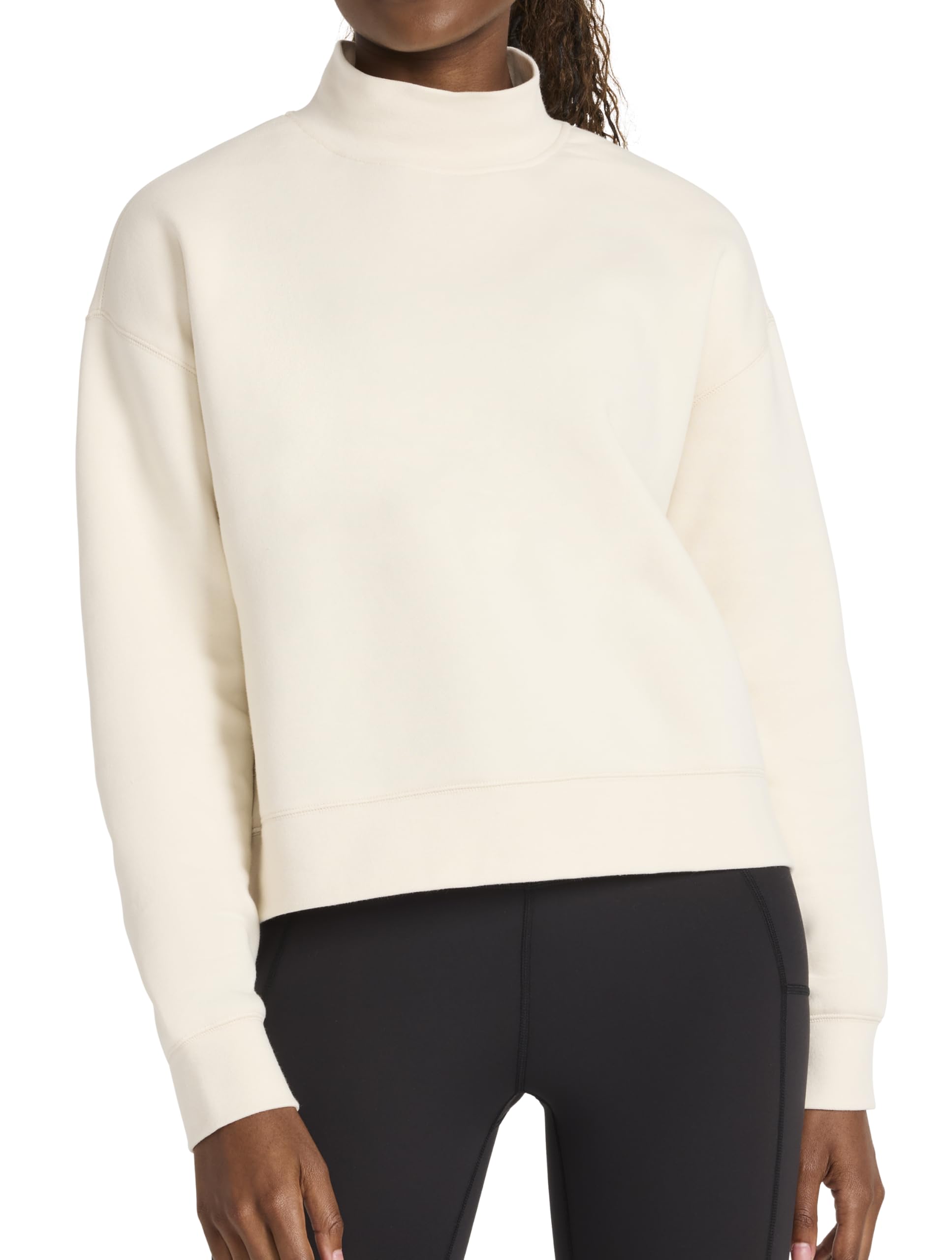 Reebok womens Vector Mock Neck Sweatshirt Standard Fit Midweight Cotton-poly Fabric